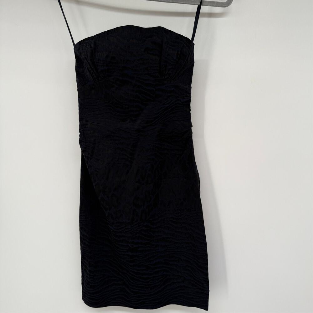 Diane Von Furstenberg Tiaraja Dress 2 Blue Animal Print Poplin Silk Strapless